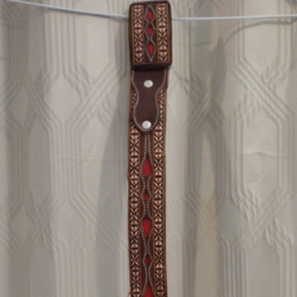 Mexican Brown and Red Patterned Men's Belt